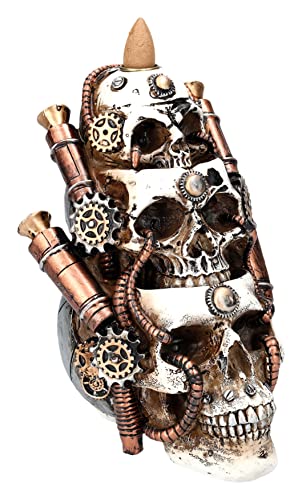 Rückfluss Räuchergefäß Totenköpfe Steampunk | Backflow Wasserfall Räucherhalter von Pacific Giftware
