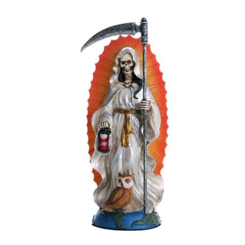 Pacific Giftware Santa Muerte Statue Heiliger Tod stehend, religiöse Statue, 18 cm, weiße Tunika, Reinigung, Santisima Muerte Skulptur von Pacific Giftware