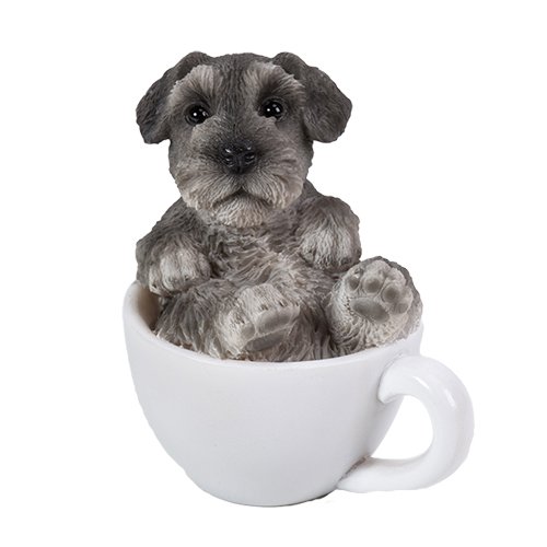 Pacific Giftware Schnauzer Figur in Tasse Mini 7 cm - Hunde Welpe Baby Dekofigur Geschenk für Hundeliebhaber von Pacific Giftware