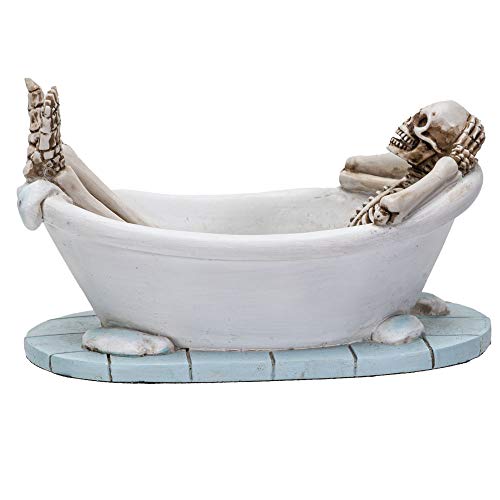 Skelett Figur in Badewanne 12 cm - Witziges Geschenk Gothic Fantasy Deko Totenkopf von Pacific Giftware