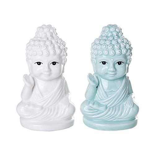 Buddha sitzend auf Lotus Position Salz Pfefferstreuer Set Küche Decor Keramik von Pacific Giftware