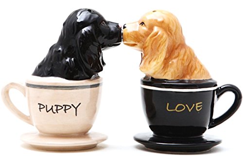 Cocker Spaniel Pups de tasses à thé &magnétique Salière et poivrière von Pacific Giftware