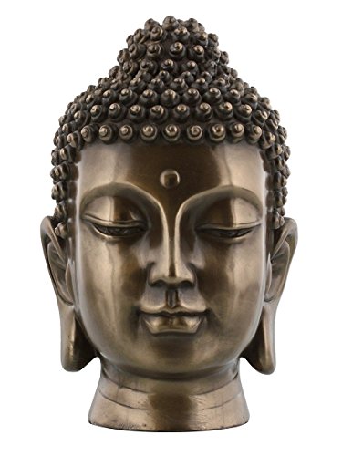 Pacific Trading 16,5 cm Buddha Kopf buddhistischen Religiösen Bronze Finish Statue Figur Polished Bronze von Pacific Giftware