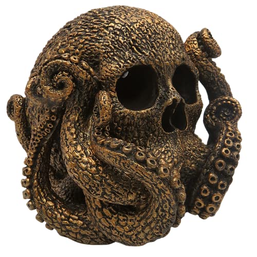 Pacific Trading Pacific Gothic Skull Metall Octopus Figur, Marine Life Einzigartige Statue Tischdekoration für Zuhause, Meeresmonster Heimdekoration Geschenk für Männer, Brone von Pacific Giftware
