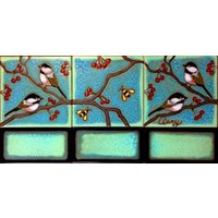 Keramikfliese Chickadee Backsplash Installation Küche Badezimmer Wandbilder Individuell Handbemalt von PacificBlueTile
