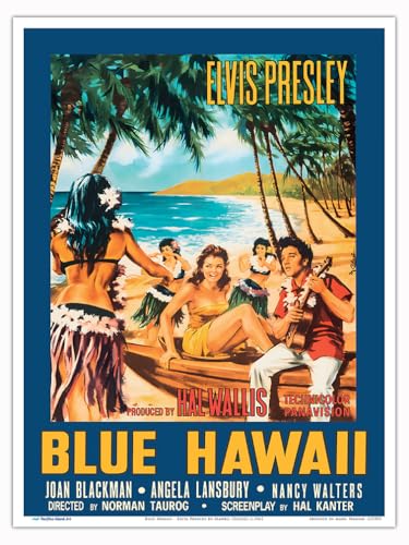 Blaues Hawaii – Elvis Presley – Vintage-Filmposter von Mauro Colizzi c.1961 – Meister-Kunstdruck (ungerahmt), 22,9 x 30,5 cm von Pacifica Island Art