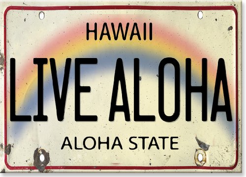 Pacifica Island Art Kühlschrank Magnet mit Hawaiianischem Motiv - Live Aloha License Plate von Pacifica Island Art
