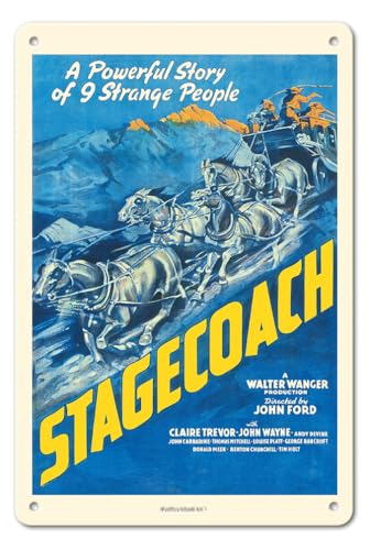 Stagecoach – mit Claire Trevor und John Wayne – Regie von John Ford – Vintage Western Film Movie Poster c.1939-20,3 x 30,5 cm Vintage Metall Blechschild Stagecoach – mit Claire Trevor und John Wayne – Regie von John Ford – Vintage Western Film Movie Poster c.1939-20,3 x 30,5 cm Vintage Metall Blechschild von Pacifica Island Art