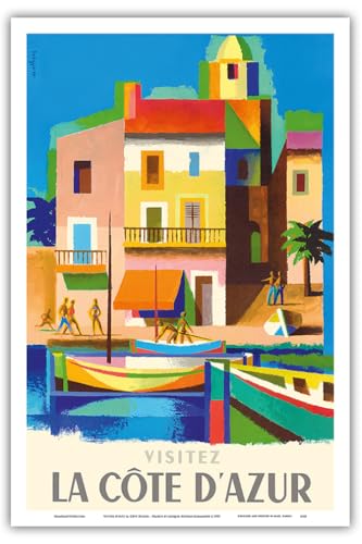 Visitez (Visit) La Côte D'Azur – Frankreich – Französische Riviera – Vintage-Reise-Poster von Jacques Nathan-Garamond c.1953 – Master Art Print 30,5 x 45,7 cm von Pacifica Island Art
