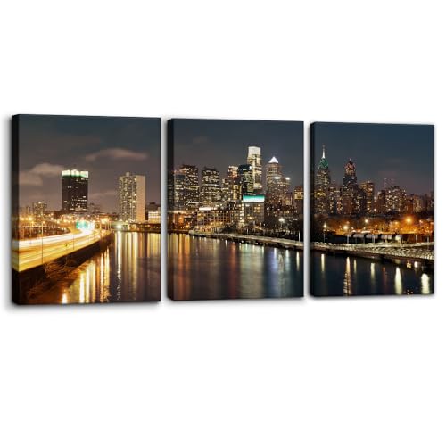 Pacimo Leinwandbild mit Stadtbild, für Heimdekoration, modernes Kunstwerk, 58,4 x 40,6 x 3 Paneele, 3 Stück Pacimo Leinwandbild mit Stadtbild, für Heimdekoration, modernes Kunstwerk, 58,4 x 40,6 x 3 Paneele, 3 Stück von Pacimo