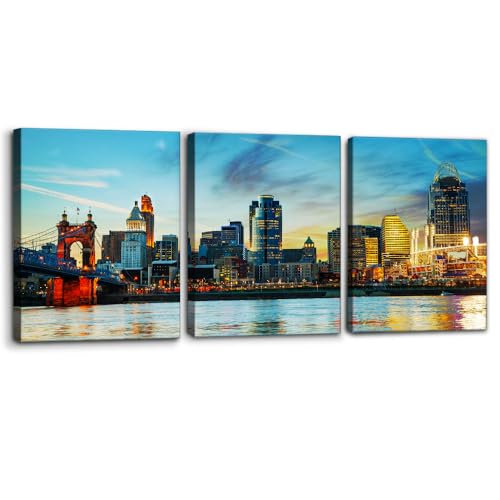 Pacimo Leinwandbild mit Stadtbild, für Heimdekoration, modernes Kunstwerk, 88,9 x 40,6 x 3 Paneele, 3 Stück Pacimo Leinwandbild mit Stadtbild, für Heimdekoration, modernes Kunstwerk, 88,9 x 40,6 x 3 Paneele, 3 Stück von Pacimo