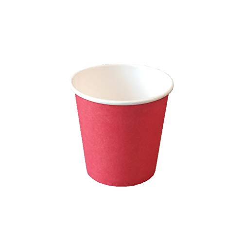 Pack & Cup Bio Einweg Becher Red - Pappbecher für Kalt- und Heißgetränke - umweltfreundlicher Kaffeebecher to go - Eco Trinkbecher - Partybecher - 100ml 50 Stück von Pack & Cup