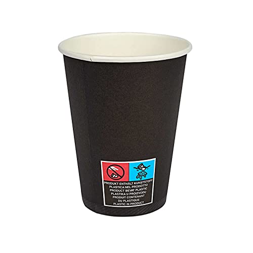 Pack & Cup Bio Einweg Becher Black - Pappbecher für Kalt- und Heißgetränke - umweltfreundlicher Kaffeebecher to go - Eco Trinkbecher - Partybecher - 300ml 50 Stück von Pack & Cup