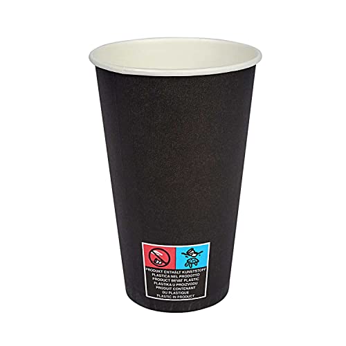 Pack & Cup Bio Einweg Becher Black - Pappbecher für Kalt- und Heißgetränke - umweltfreundlicher Kaffeebecher to go - Eco Trinkbecher - Partybecher - 400ml 50 Stück von Pack & Cup