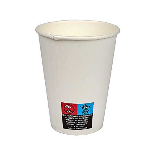 Pack & Cup Bio Einweg Becher Plain White - Pappbecher für Kalt- und Heißgetränke - umweltfreundlicher Kaffeebecher to go - Eco Trinkbecher - Partybecher - 300ml 1000 Stück von Pack & Cup