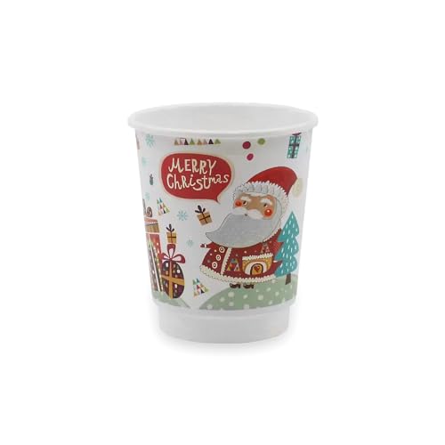 Pack & Cup Bio Einweg Doppelwand-Thermobecher Christmas Glühwein, Tee, Coffee to Go, Heißgetränk (250 ml, 20 St.) von Pack & Cup