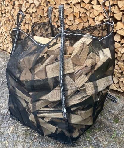 BigBag für Brennholz Kaminholz Holzbag Woodbag Brennholzsack Netz Big Bag 80 * 80 * 80cm 3 Stück (ohne Holz) von Pack24