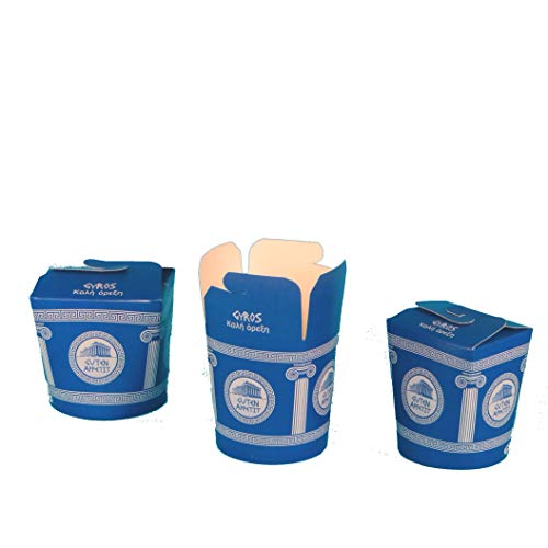 Pack4Food 500 Gyrosboxen Gyrps Snackbox Gyros to go Box Gyrosbox Hartpapier 16oz ca.500ml Neutraldruck Gyrosbox blau weiß von Pack4Food