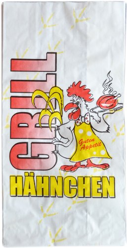 1000 Stück Hähnchenbeutel PE mit Motiv "Gockel" 1/2 Grillhähnchen 2-lagig 105x55x250mm von Packing24