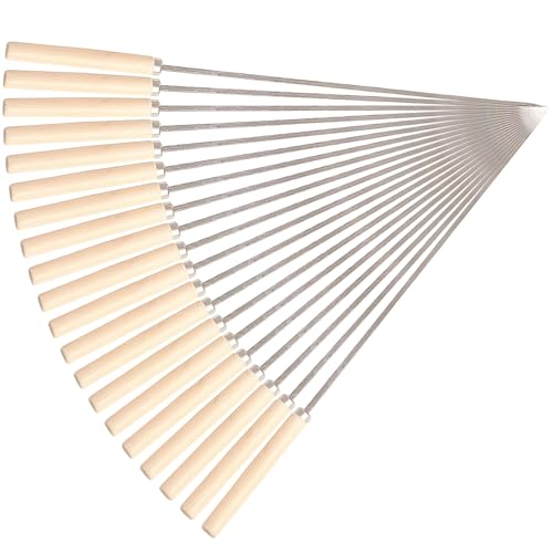 Packool 20PCS Grill Spieß Holzgriff Edelstahl Kabob Spieß BBQ Stick von Packool