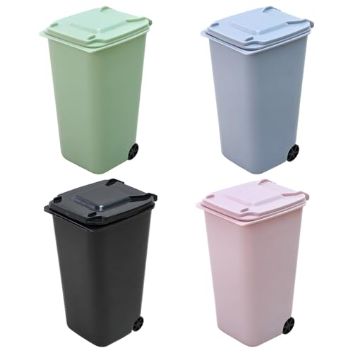 Packool Mini-Mülleimer-Set mit Deckel, 4-teiliger Schreibtisch-Mülleimer mit Rädern, multifunktionaler Stifthalter für Zuhause und Büro, kompaktes 650-ml-Fassungsvermögen Packool Mini-Mülleimer-Set mit Deckel, 4-teiliger Schreibtisch-Mülleimer mit Rädern, multifunktionaler Stifthalter für Zuhause und Büro, kompaktes 650-ml-Fassungsvermögen von Packool
