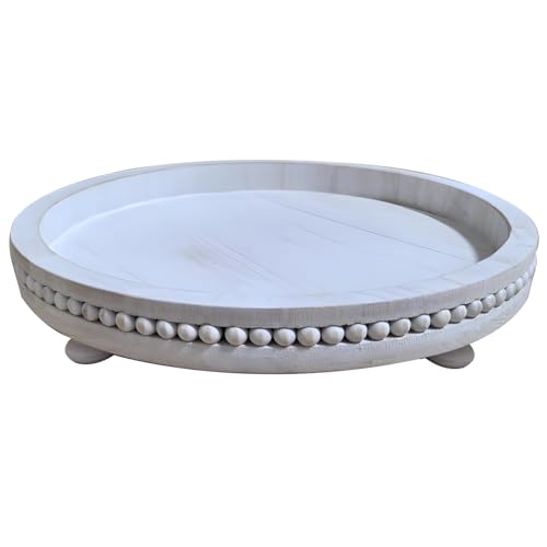 Packool Rustikales weißes Holztablett im Used-Look, 30,5 cm rundes Deko-Tablett für Couchtische, eleganter Landhausstil, rutschfeste Unterseite, Glatte Oberfläche Packool Rustikales weißes Holztablett im Used-Look, 30,5 cm rundes Deko-Tablett für Couchtische, eleganter Landhausstil, rutschfeste Unterseite, Glatte Oberfläche von Packool