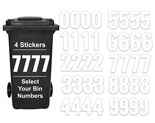 Packwith® 4 Stück weiße Klebezahlen für Mülltonnen Nummer – 7 wasserdichte (17 cm) Etiketten für Mülltonnen & Mülltonnen von Packwith