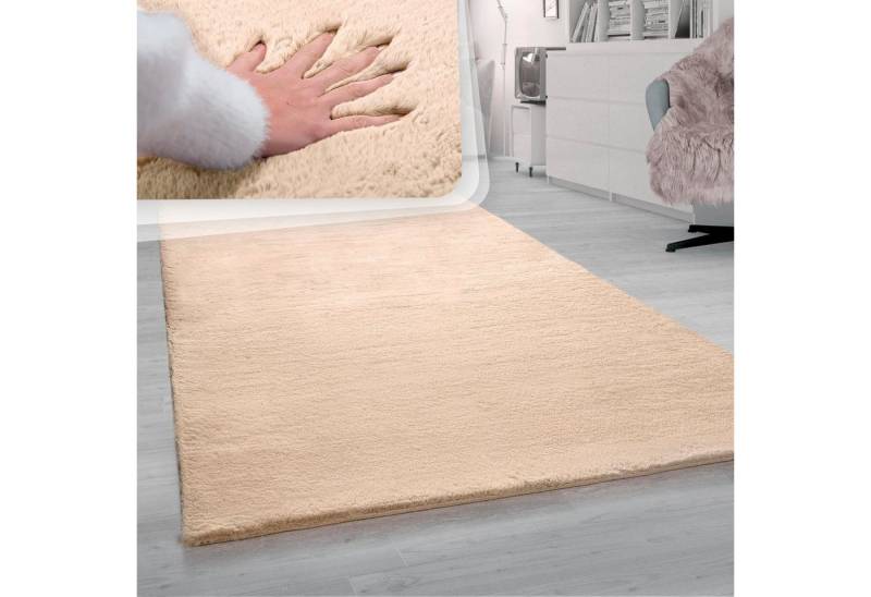 Paco Home Fellteppich Rabbit 780, rechteckig, Höhe: 26 mm, Kunstfell, Kaninchenfell-Haptik, ein echter Kuschelteppich, Uni-Farben von Paco Home