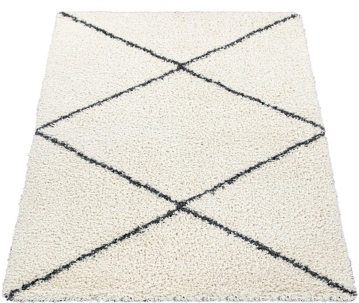 Hochflor-Teppich Kalmar 442, Paco Home, rechteckig, Höhe: 40 mm, Scandi Design, Rauten Muster, weich & kuschelig von Paco Home