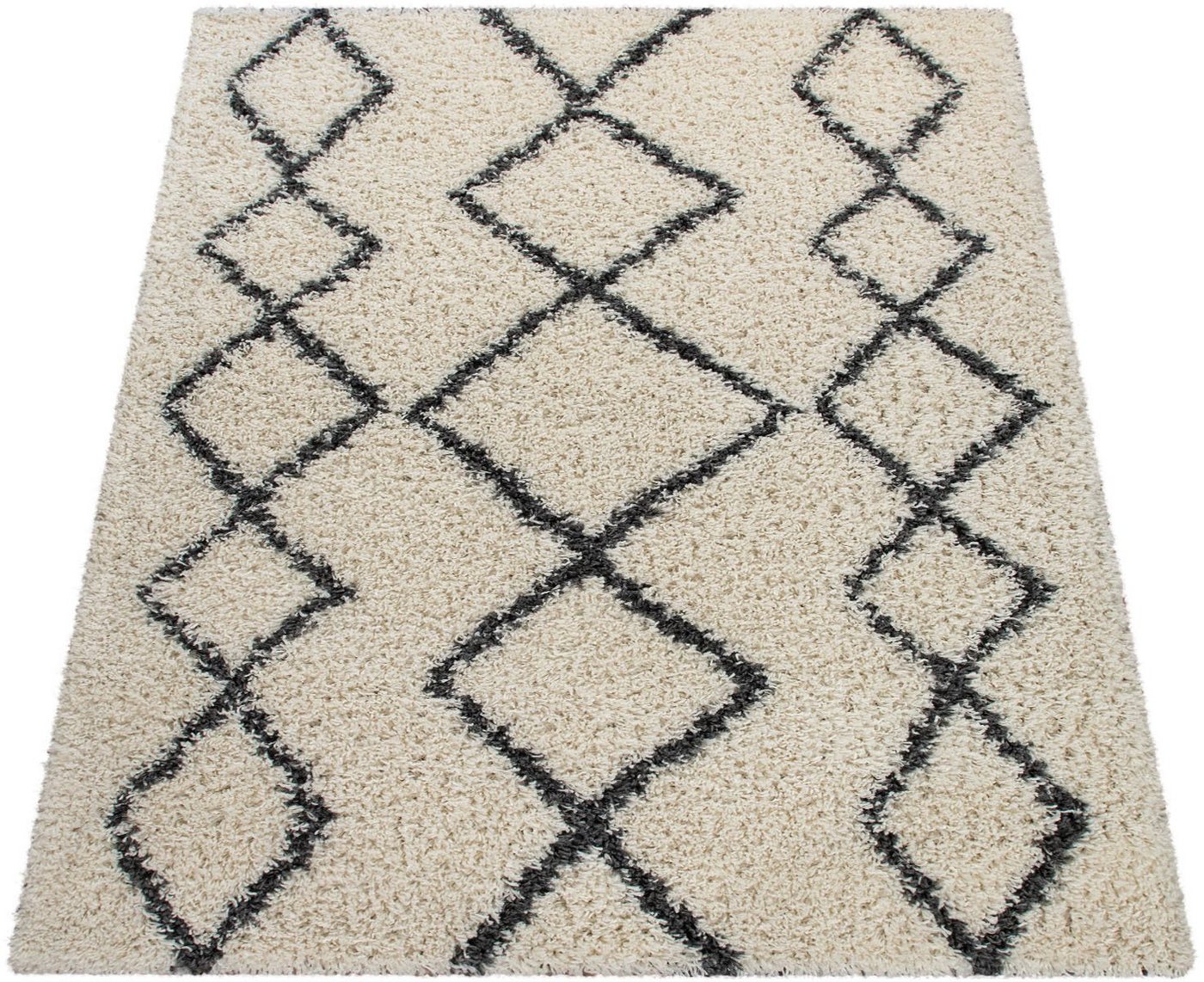 Hochflor-Teppich Kalmar 446, Paco Home, rund, Höhe: 40 mm, Scandi Design, Rauten Muster, weich & kuschelig von Paco Home
