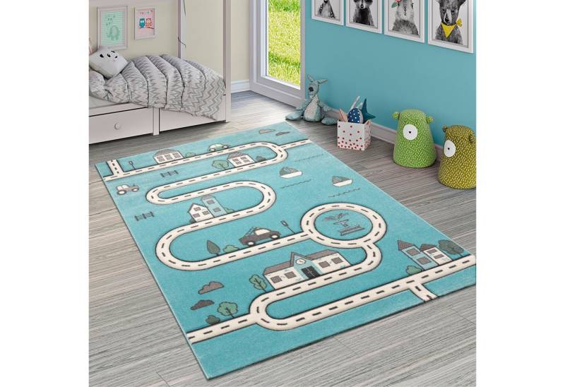 Paco Home Kinderteppich Diamond 710, rechteckig, Höhe: 17 mm, Kurzflor, Straßen-Spiel-Teppich, Kinderzimmer von Paco Home