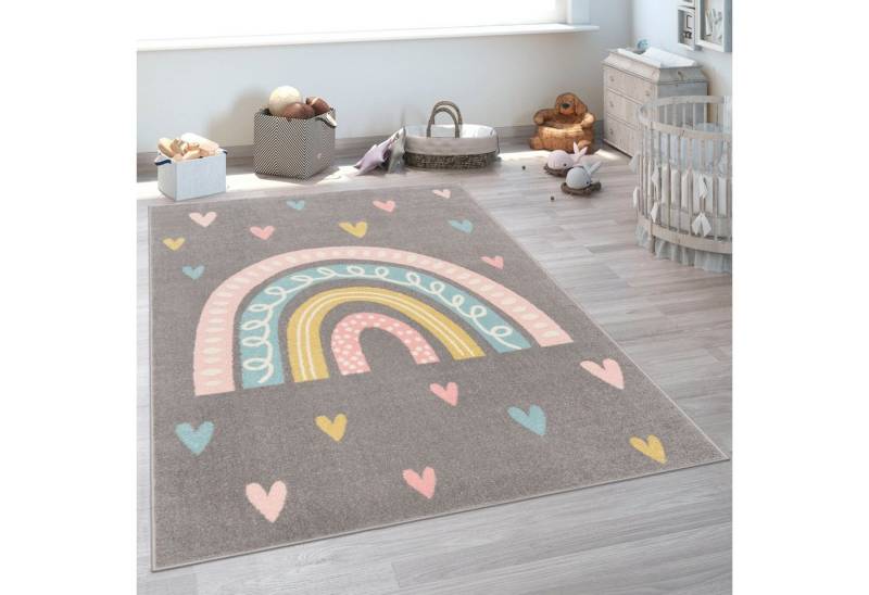 Paco Home Kinderteppich Nino 887, rechteckig, Höhe: 13 mm, Kurzflor, Spielteppich, Motiv Regenbogen & Herzen, Kinderzimmer Paco Home Kinderteppich Nino 887, rechteckig, Höhe: 13 mm, Kurzflor, Spielteppich, Motiv Regenbogen & Herzen, Kinderzimmer von Paco Home