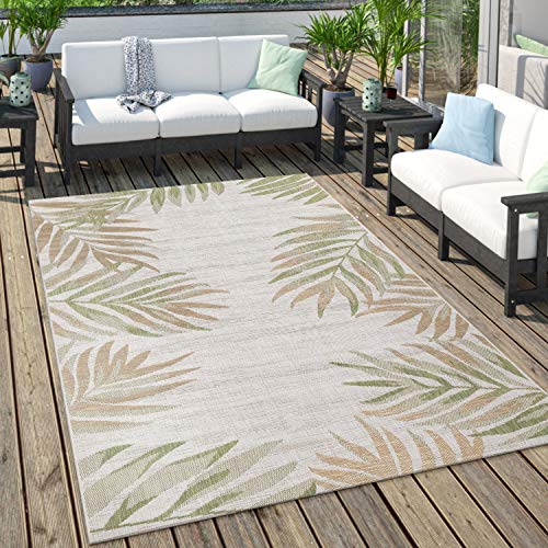 Outdoor Teppich Für Terrasse Und Balkon Pastell Palmen Design, Grösse:120x160 cm, Farbe:Grün 3 von Paco Home