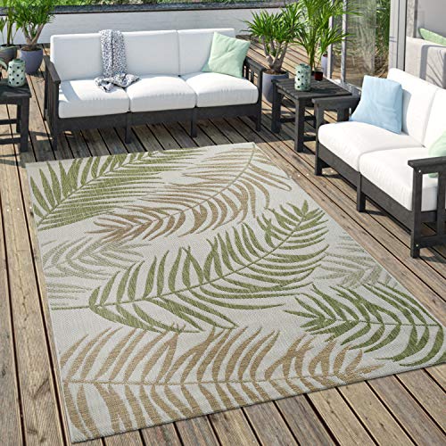 Outdoor Teppich Für Terrasse Und Balkon Pastell Palmen Design, Grösse:120x160 cm, Farbe:Grün von Paco Home