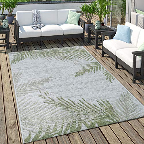 Outdoor Teppich Für Terrasse Und Balkon Pastell Palmen Design, Grösse:160x220 cm, Farbe:Grün 2 von Paco Home