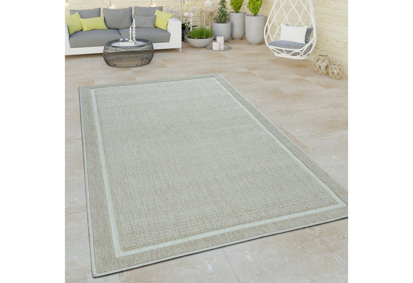 Outdoorteppich Esszimmer Teppich Muster Modern Schlicht Bordüre, Paco Home, Läufer, Höhe: 4 mm von Paco Home