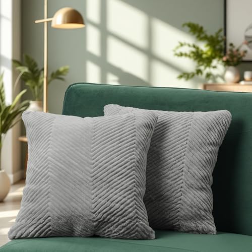 Paco Home 2er Set Kissenbezug Deko Wohnzimmer Kissen Sofakissen Einfarbig Kissenhülle Design Ethno Skandi Uni Waschbar, Farbe:Grau, Sets:2pcs-Set von Paco Home