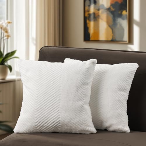 Paco Home 2er Set Kissenbezug Deko Wohnzimmer Kissen Sofakissen Einfarbig Kissenhülle Modern Ethno Skandi Uni Waschbar, Farbe:Creme, Sets:2pcs-Set von Paco Home