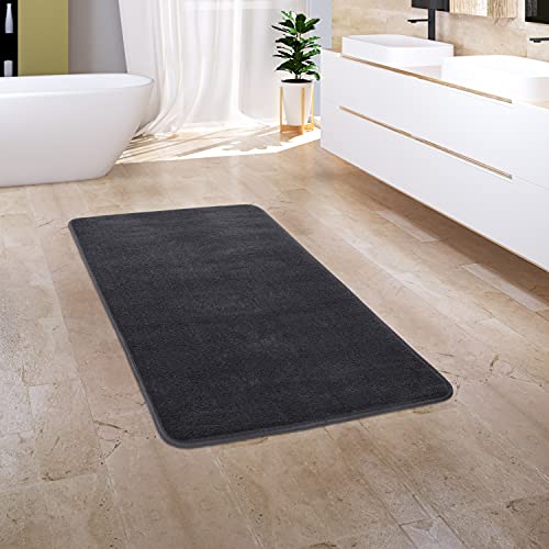 Paco Home Badezimmerteppich Badematte Badteppich Badvorleger Duschvorleger Waschbar Flauschig Memory Foam 3D Effekt, Grösse:50x80 cm, Farbe:Anthrazit 2 von Paco Home