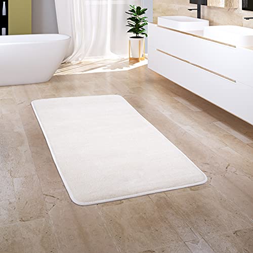 Paco Home Badezimmerteppich Badematte Badteppich Badvorleger Duschvorleger Waschbar Flauschig Memory Foam 3D Effekt, Grösse:50x80 cm, Farbe:Creme 3 von Paco Home