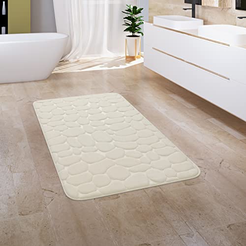 Paco Home Badezimmerteppich Badematte Badteppich Badvorleger Duschvorleger Waschbar Flauschig Memory Foam 3D Effekt, Grösse:50x80 cm, Farbe:Creme 5 von Paco Home