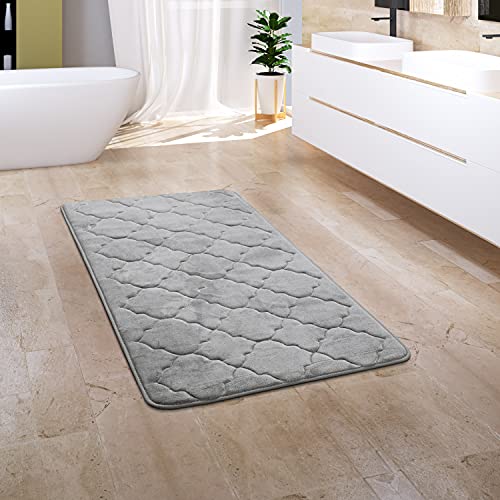 Paco Home Badezimmerteppich Badematte Badteppich Badvorleger Duschvorleger Waschbar Flauschig Memory Foam 3D Effekt, Grösse:50x80 cm, Farbe:Grau 4 von Paco Home