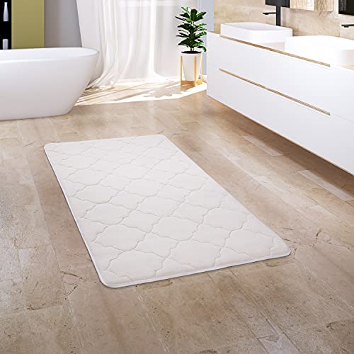 Paco Home Badezimmerteppich Badematte Badteppich Badvorleger Duschvorleger Waschbar Flauschig Memory Foam 3D Effekt, Grösse:60x100 cm, Farbe:Creme 2 von Paco Home