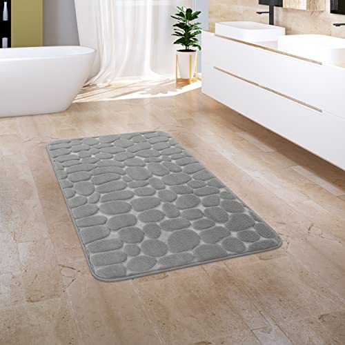 Paco Home Badezimmerteppich Badematte Badteppich Badvorleger Duschvorleger Waschbar Flauschig Memory Foam 3D Effekt, Grösse:60x100 cm, Farbe:Grau 5 von Paco Home