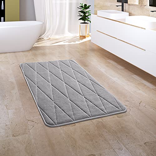 Paco Home Badezimmerteppich Badematte Badteppich Badvorleger Duschvorleger Waschbar Flauschig Memory Foam 3D Effekt, Grösse:65x120 cm, Farbe:Grau 2 von Paco Home