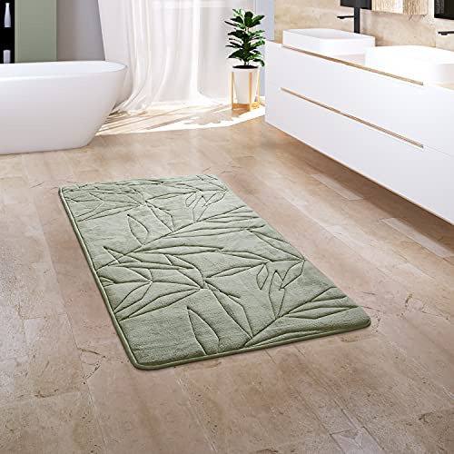 Paco Home Badezimmerteppich Badematte Badteppich Badvorleger Duschvorleger Waschbar Flauschig Memory Foam 3D Effekt, Grösse:65x120 cm, Farbe:Grün von Paco Home