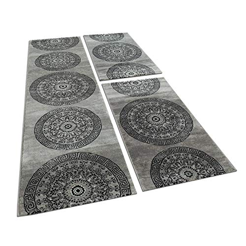 Paco Home Bettumrandung 3 teilig Kreis Ornament Teppich Läufer Meliert in Grau Schwarz, Grösse:2mal 80x150 1mal 80x300 Paco Home Bettumrandung 3 teilig Kreis Ornament Teppich Läufer Meliert in Grau Schwarz, Grösse:2mal 80x150 1mal 80x300 von Paco Home