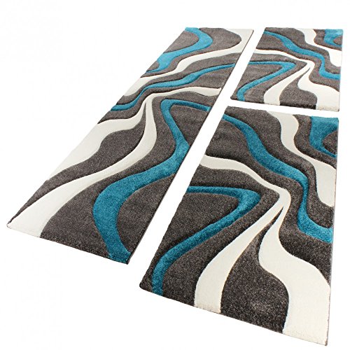 Paco Home Bettumrandung Läufer Teppich Muster Modern Türkis Grau Weiss Läuferset 3 TLG., Grösse:2mal 80x150 1mal 80x300 Paco Home Bettumrandung Läufer Teppich Muster Modern Türkis Grau Weiss Läuferset 3 TLG., Grösse:2mal 80x150 1mal 80x300 von Paco Home