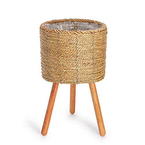 Paco Home Blumentopf Übertopf Natur Rattan Set mit Folieneinsatz Pflanzentopf Auslaufsicher Groß für Zimmerpflanzen, Farbe:Natur, Sets:2pcs Set/Design 10 von Paco Home