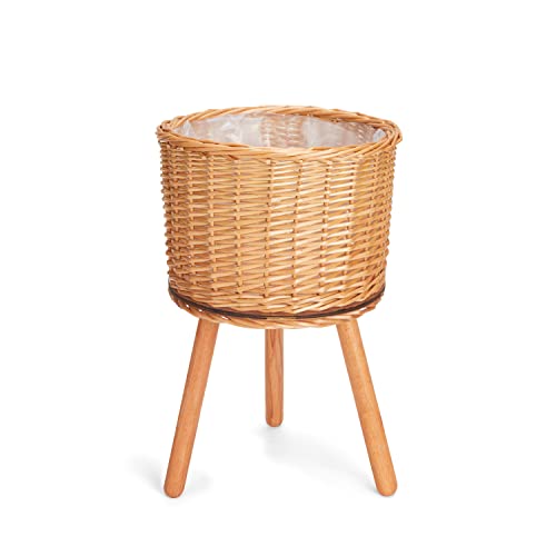 Paco Home Blumentopf Übertopf Natur Rattan Set mit Folieneinsatz Pflanzentopf Auslaufsicher Groß für Zimmerpflanzen, Farbe:Natur, Sets:2pcs Set/Design 6 von Paco Home